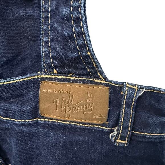 Hell Bunny Women's Bib Overalls Jeans Small Blue Stretch - Picture 12 of 16